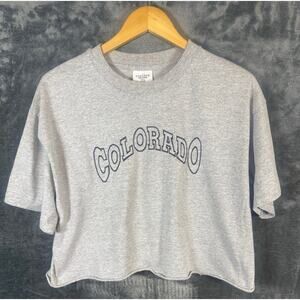 VTG 90s College Ware CU Buffs Single Stitch Cropped T-Shirt Women's L USA Made!
